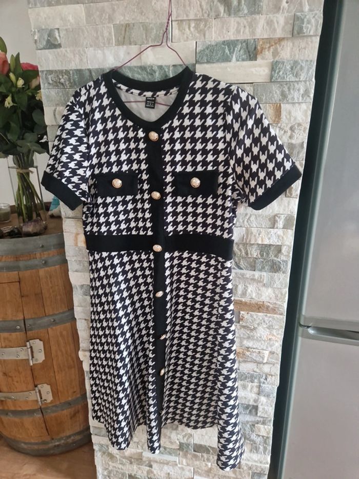 Robe grossesse patineuse pied de poule 👗 - photo numéro 3