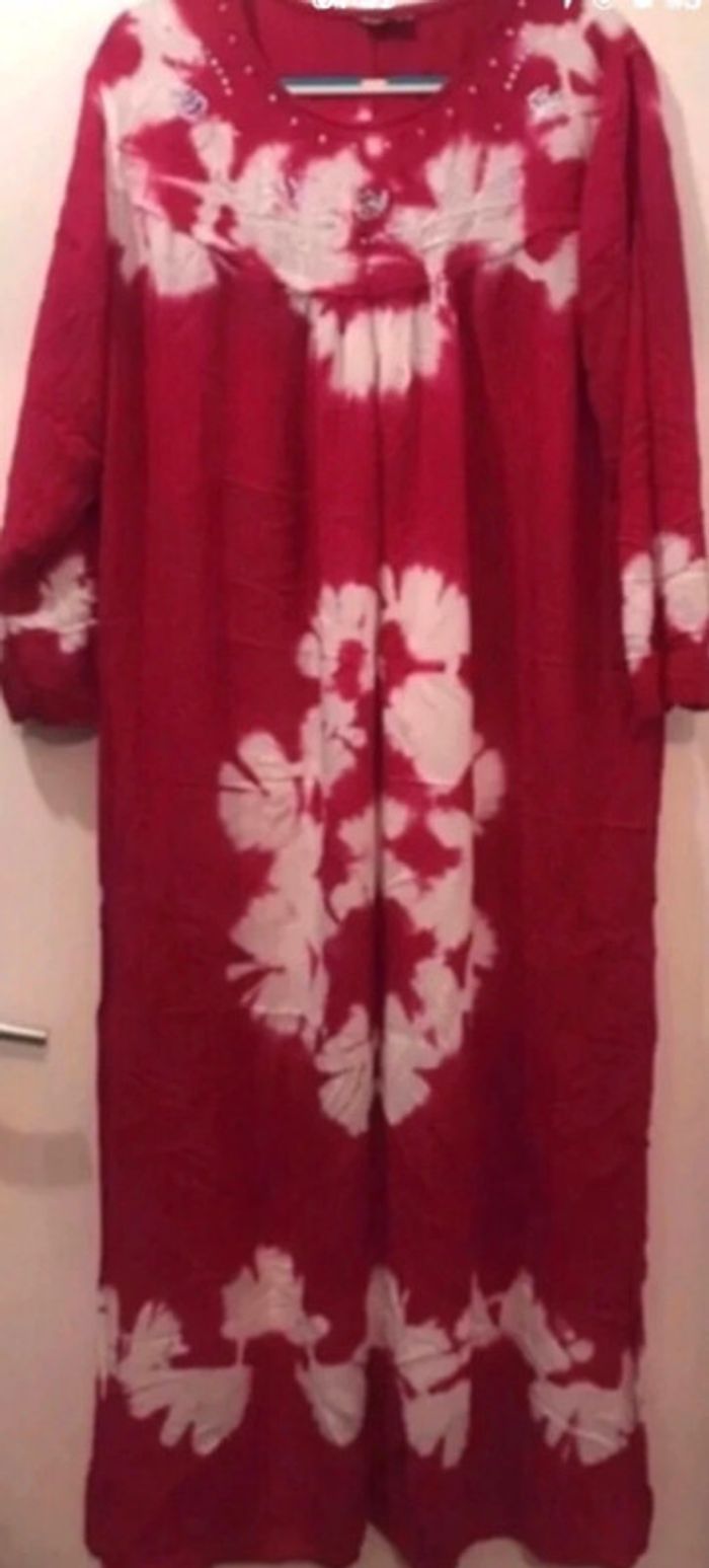 Robe été orientale femme longue zouk orientale demie manche Bordeaux blanc taille L