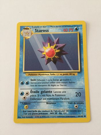 64/102 - Carte pokémon staross 64/102 commune set de base wizards 1995 CP