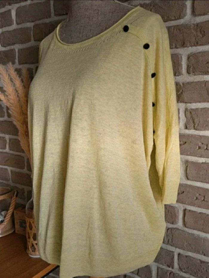 Pull léger en lin jaune vert anis La Redoute S 36 - photo numéro 3