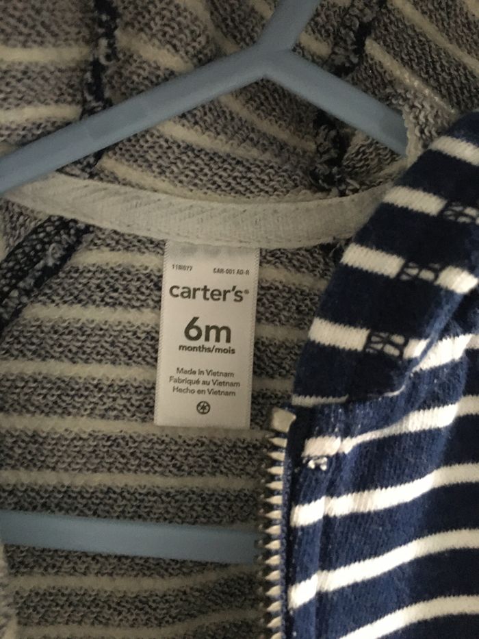Sweat à capuche zippé garçon 6 mois Carters - photo numéro 4