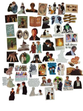 Set 50 stickers autocollants Orgueil et Préjugés / Pride and Prejudice