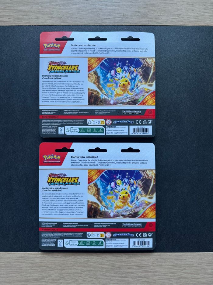 Pokémon Lot de deux Tripack Étincelles Déferlantes Écarlate et Violet Neuf Français - photo numéro 2