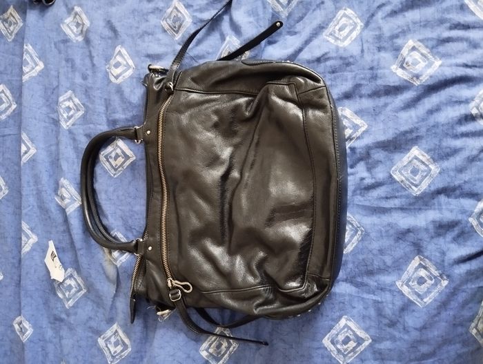 Sac Lancaster soft vintage en cuir véritable noir sac de grande capacité - photo numéro 4