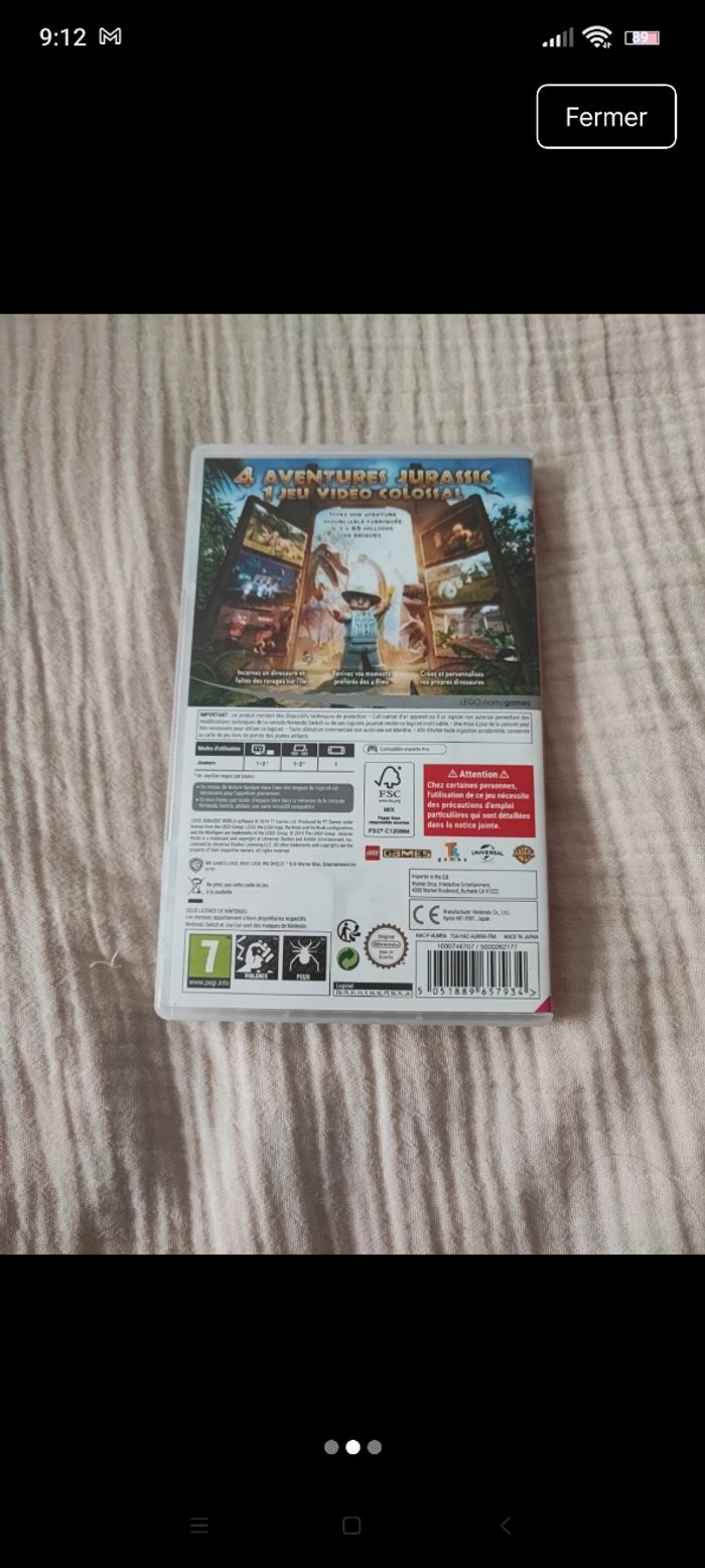 Jeu Switch lego Jurassic world. - photo numéro 2