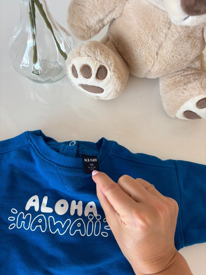 Pull bleu 3 mois Kiabi Aloha - photo numéro 3