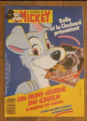 Ancien journal de mickey avec mini guide du chien à monter N°1918 de 1989 vintage