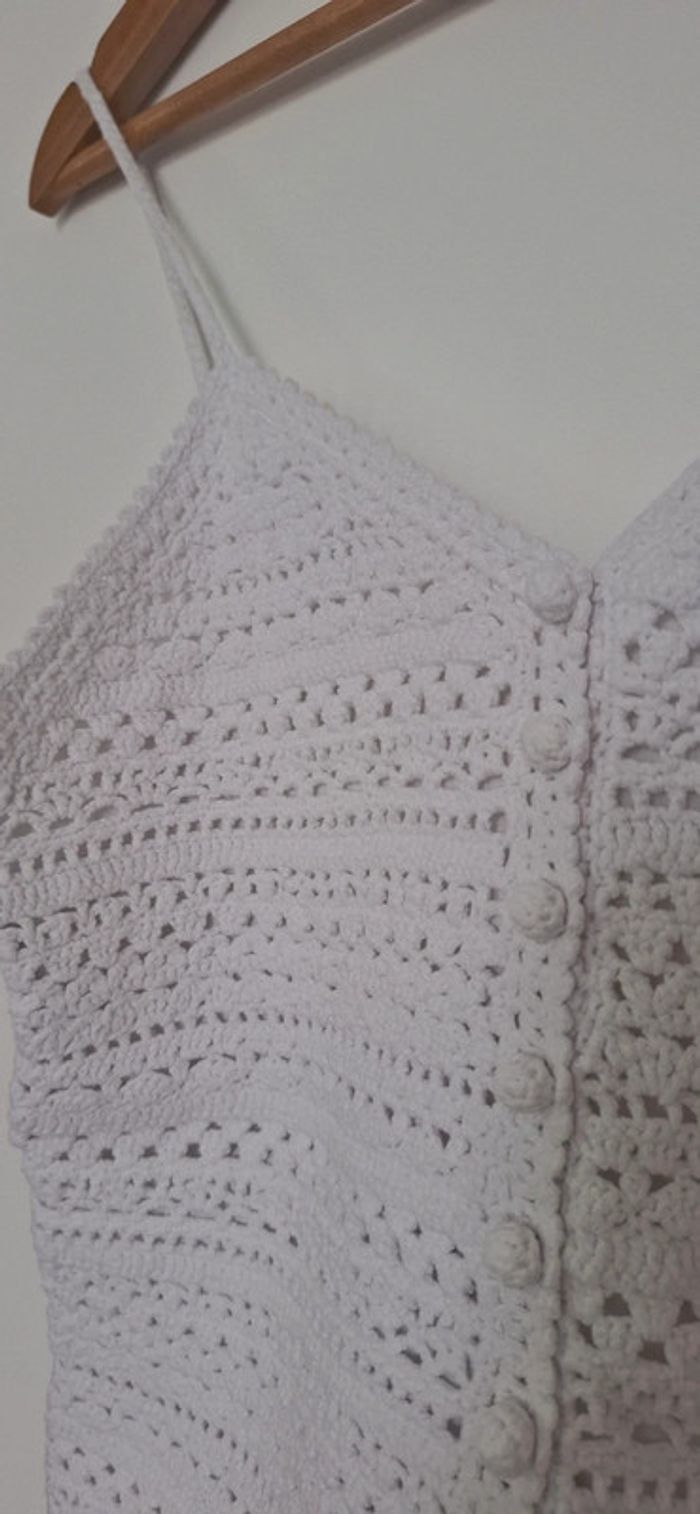 🤍 Top Francisco Sézane – Blanc crochet – Taille 36 – État neuf - photo numéro 2