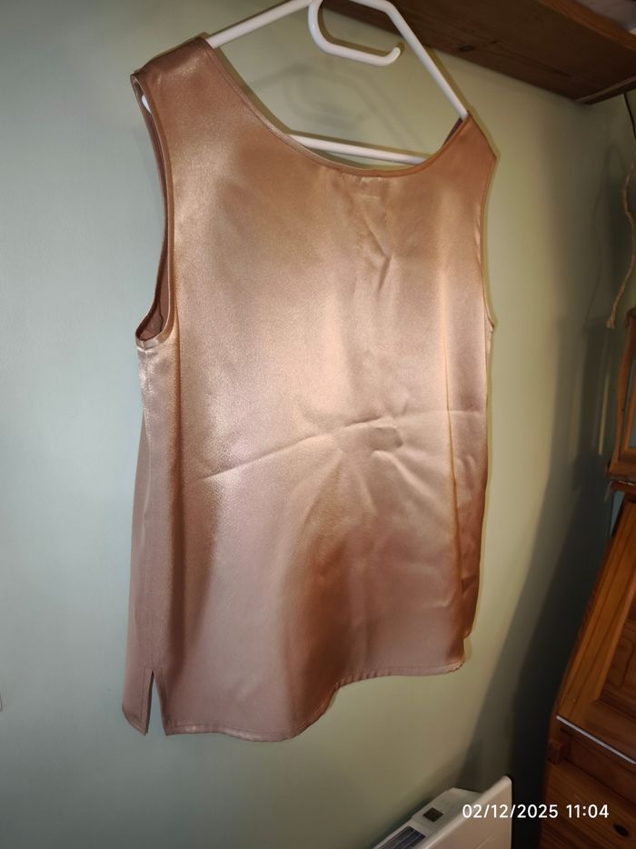 Blouse fluide doré/or satin vintage  44 - photo numéro 5