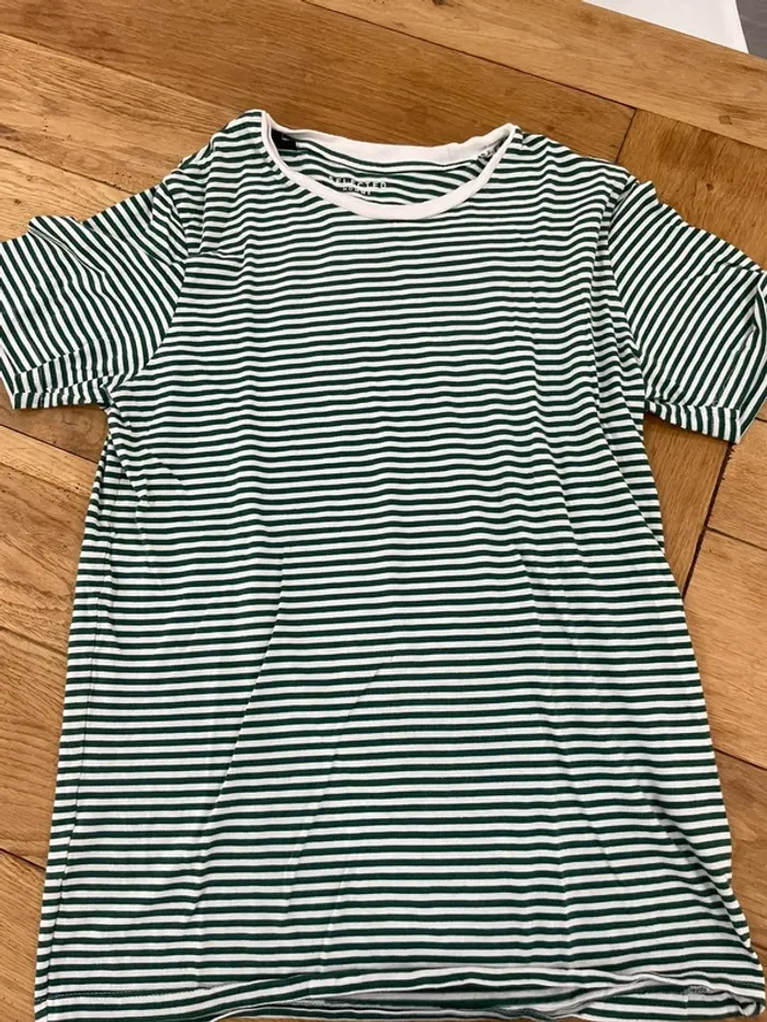 T-shirt selected rayé vert et blanc