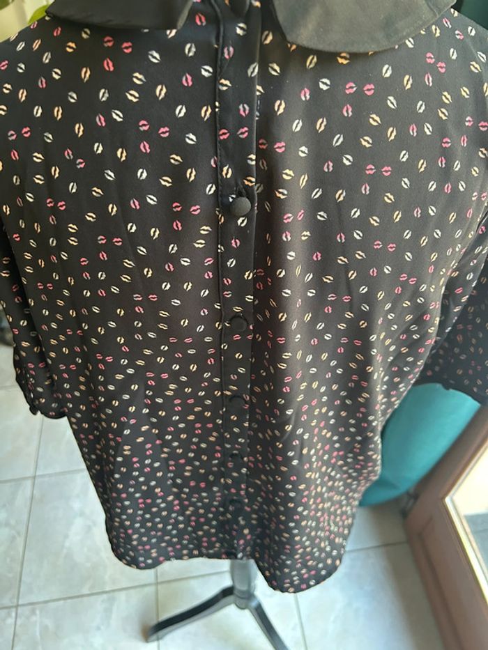 Haut blouse noir fluide col Claudine rose tunique pimkie - taille s - photo numéro 4