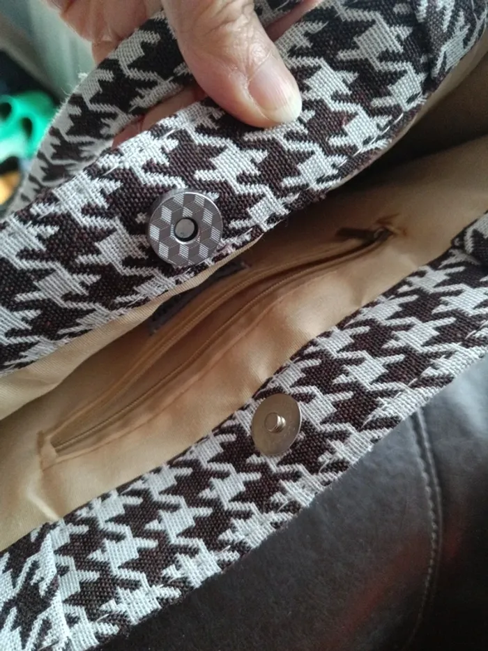 Sac à main tissu beige et marron - photo numéro 6