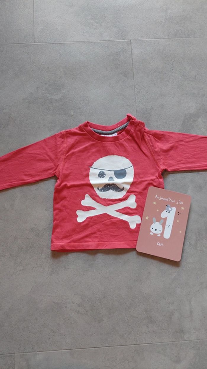 T shirt manches longues pomette 12 mois