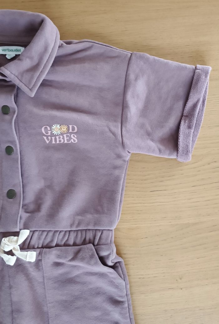 Combinaison en molleton Vertbaudet fille 4 ans 104 cm manches courtes mauve - photo numéro 5