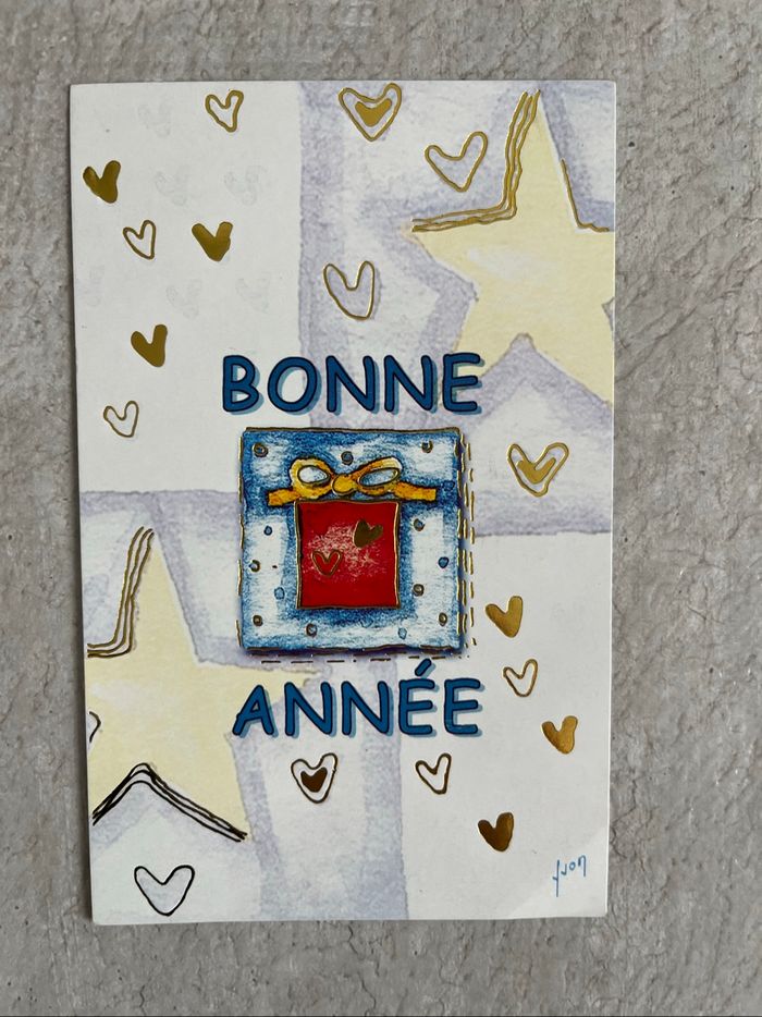 Lot 2 cartes bonne année coeur
