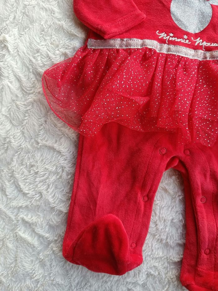 Ensemble Noël (pyjama+bonnet) Minnie mère père Noël Fille 3 mois paillettes tulle Disney Baby - photo numéro 7