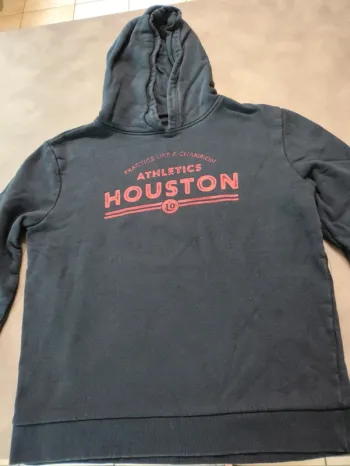 Sweat à capuche Kiabi 12 ans (XXS) bleu marine avec motif rouge