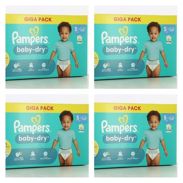 Lot de 512 Couches Pampers Baby Dry 11-16KG Taille 5 Neuf