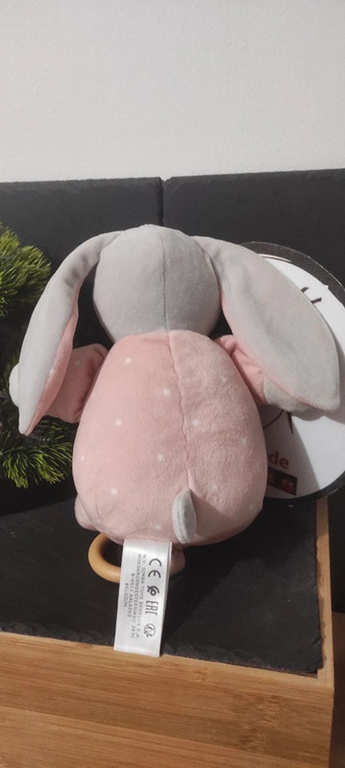 Doudou musical lapin rose étoiles kiabi nicotoy simba toys boule boîte à musique - photo numéro 2