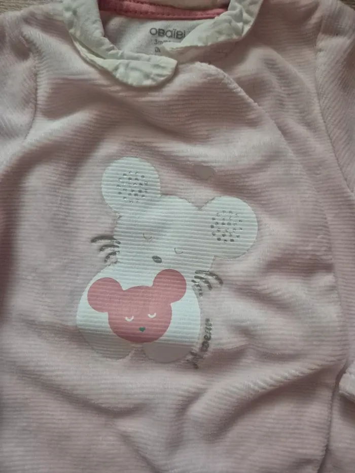 Pyjama velours Obaïbi  59 cm (3 mois) - photo numéro 3