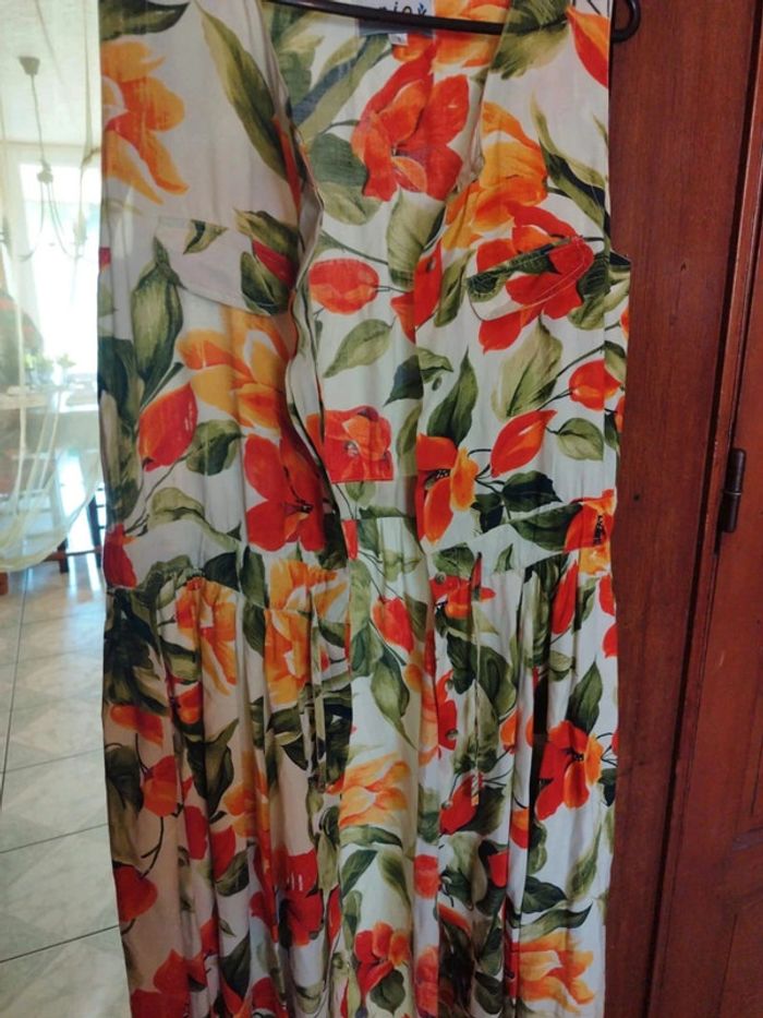 Robe longue blanche fleurie taille S/36 vintage dress floral - photo numéro 12