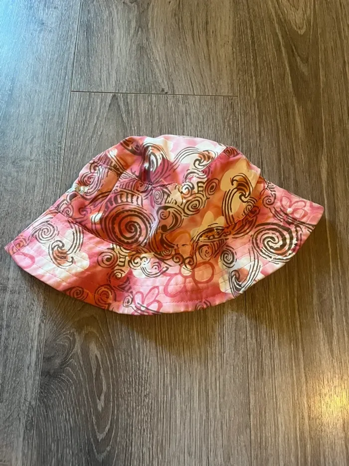 chapeau bob longboard enfant fille rose a motif