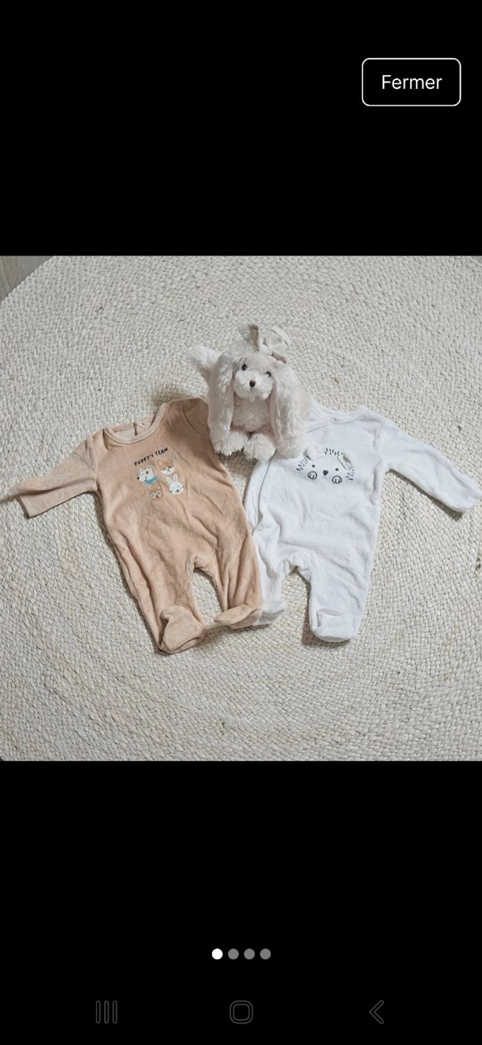 Lot de 2 pyjamas 1 mois velours