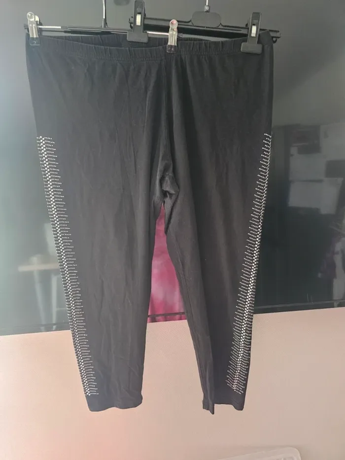Pantacourt legging noir strass 52/54 - photo numéro 4