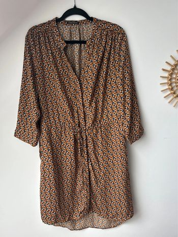 Robe chemise fluide et lourde imprimé graphique Chattawak