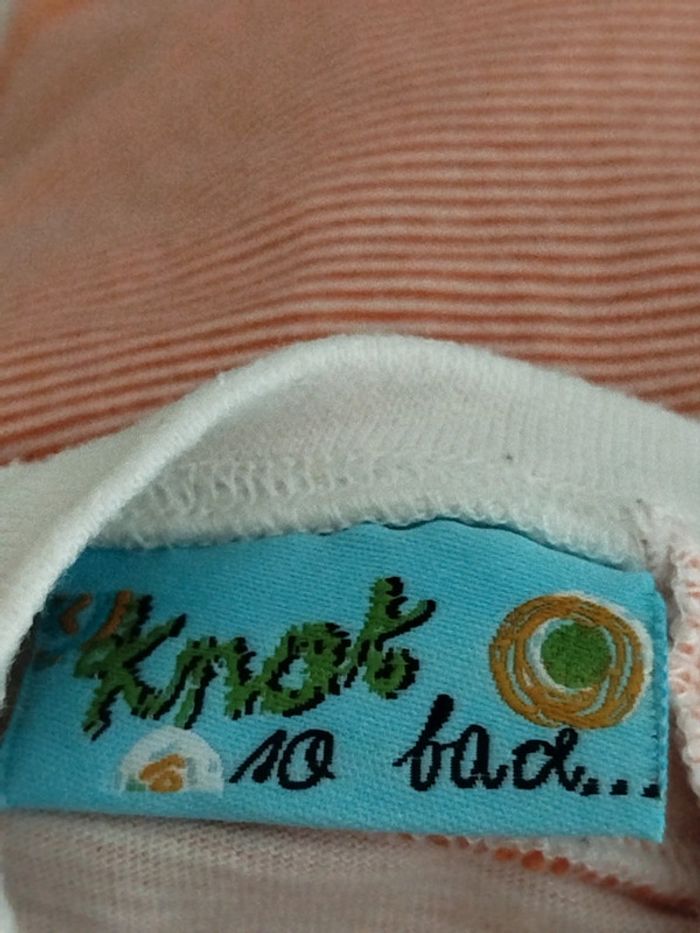 Tee-shirt manches courtes à rayures blanches et orange Knot so bad taille 6 mois - photo numéro 3