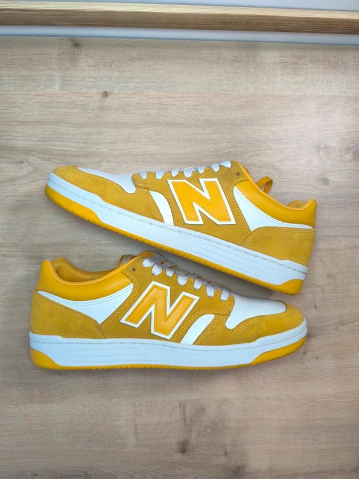 Baskets New Balance 480 jaune moutarde et blanche pointure 46.5 comme neuves - photo numéro 2