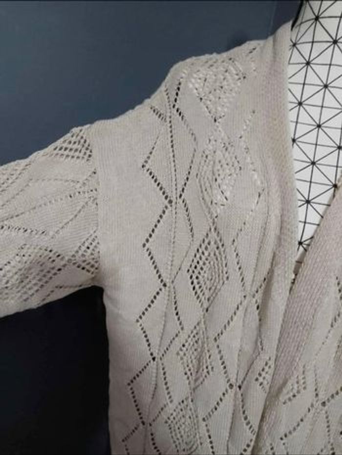 Cardigan Long Beige Grande Taille 56 – Boutonné, Manches Longues, Style Décontracté - photo numéro 5