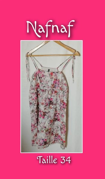 Robe d'été bretelles à fleurs blanc rose bleu taille XS Nafnaf