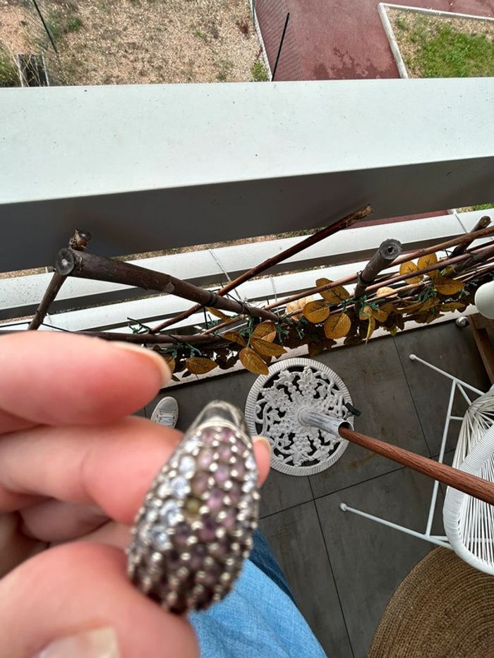 Bague en argent massif strasseée - photo numéro 3