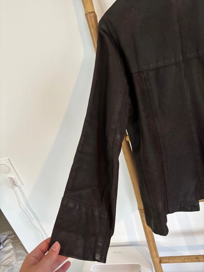 Veste en cuir noire Vintage Aqua Leather taille M/38 - photo numéro 12
