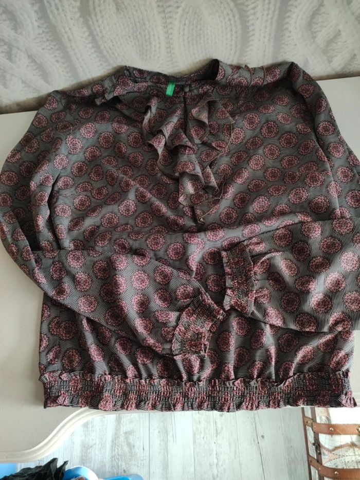 Blouse col jabot Benetton taille S - photo numéro 6
