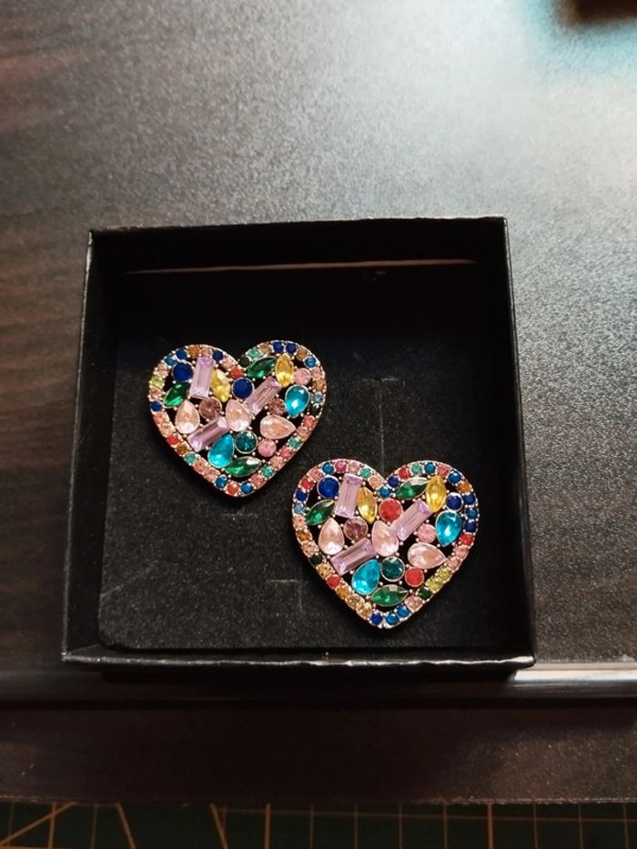 Boucles d'oreilles vintage coeur avec coffret cadeau