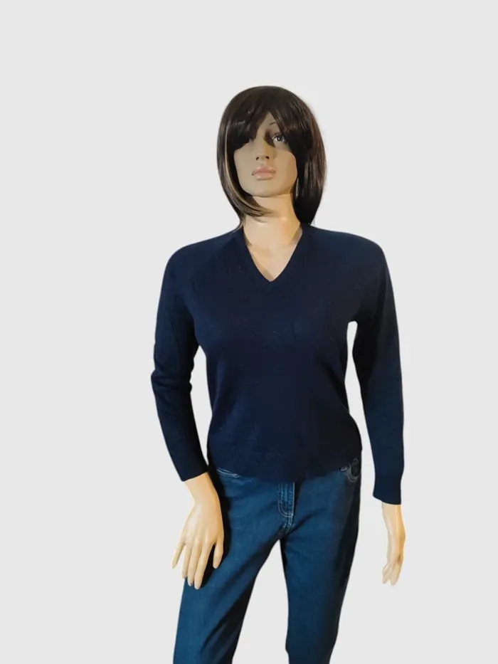 Pull Col V Marine, Taille M - Laine Douce et Chaude ! - photo numéro 2