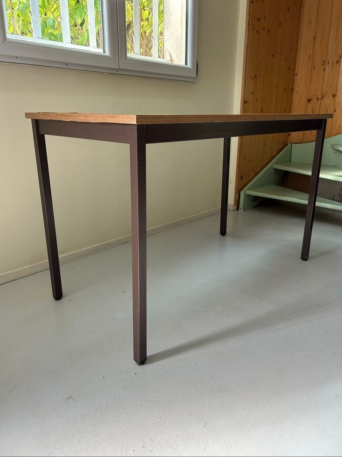 Table plateau bois et pieds métal 120x60 cm - photo numéro 2