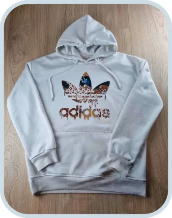 Sweet à capuche Femme Hoodie style Adidas Trefoil avec design inspiré luxe Taille M