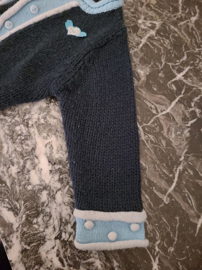 Gilet 3 pommes bleu t.9 mois 71 cm - photo numéro 4