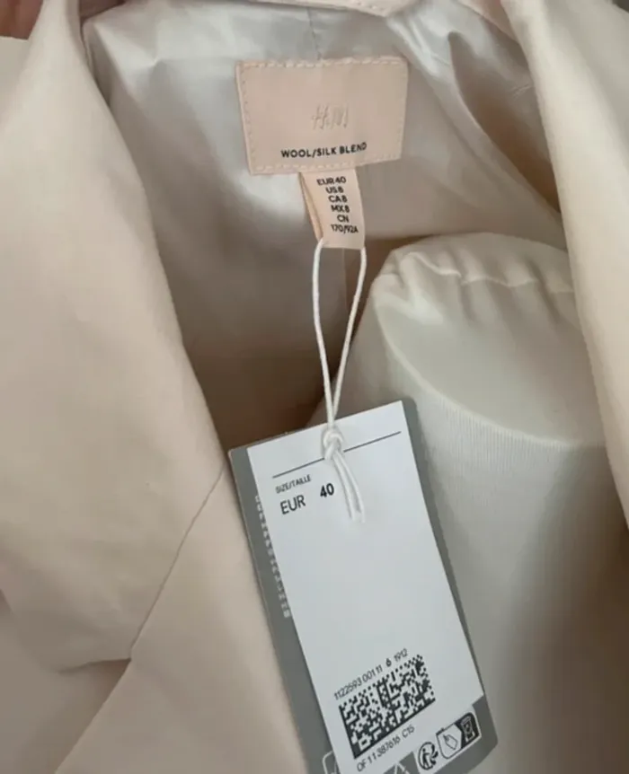 H&M, veste, blazer, longue beige, neuf avec étiquette femme, taille 38 - photo numéro 4