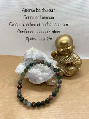 Bracelet agate indienne 19 cm , lithothérapie