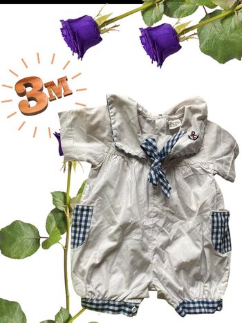Combinaison bleu et blanc été marin - 3 mois