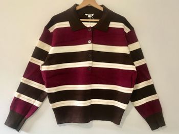 Pull polo maille rayée - style Rétro Chic (TU)