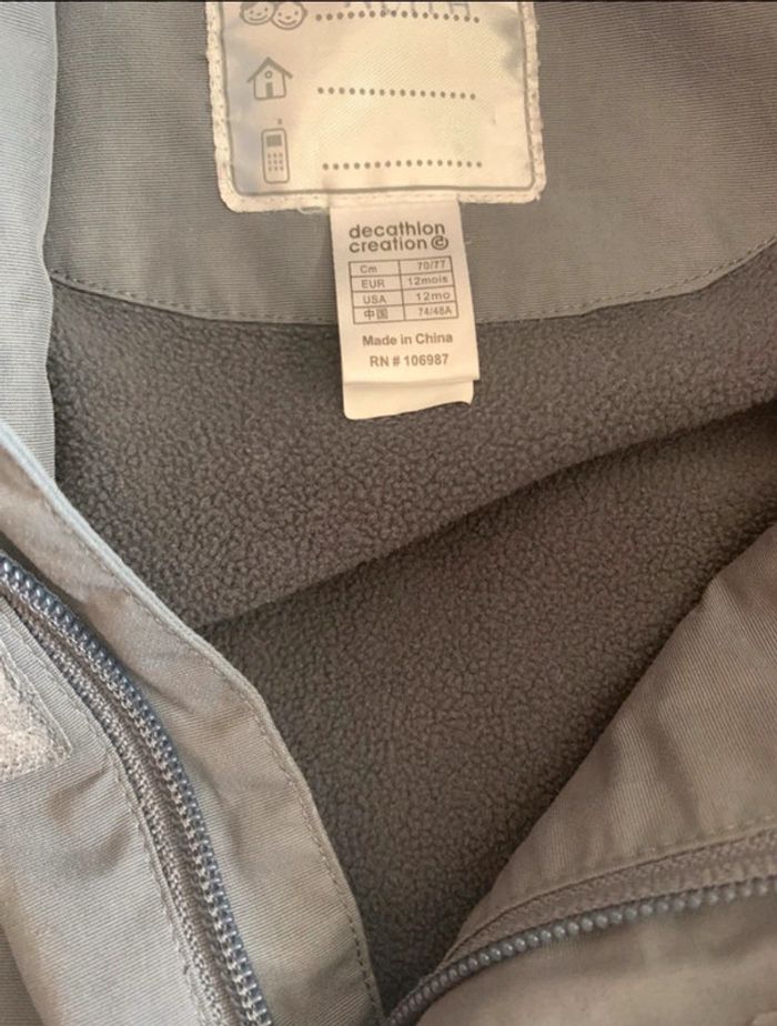 Veste demie saison imperméable gris garçon 12 mois Domyos - photo numéro 3