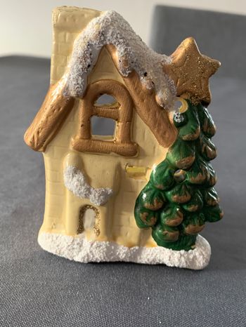 Photophore maison sapin Noël déco crème/vert