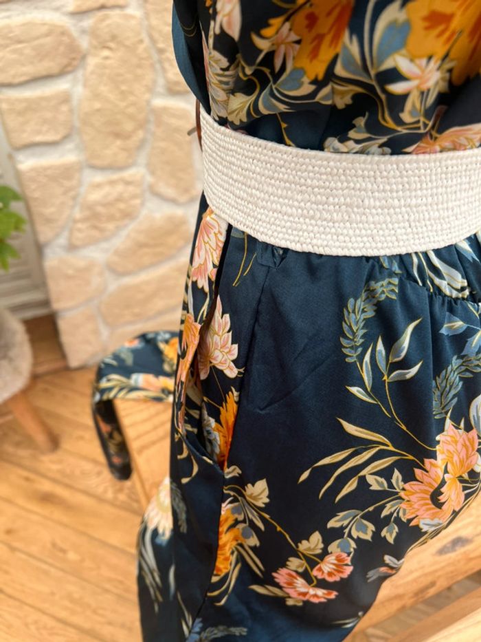 Millenium Combi taille S 36 femme bleu marine fleurs pantalon combinaison - photo numéro 3