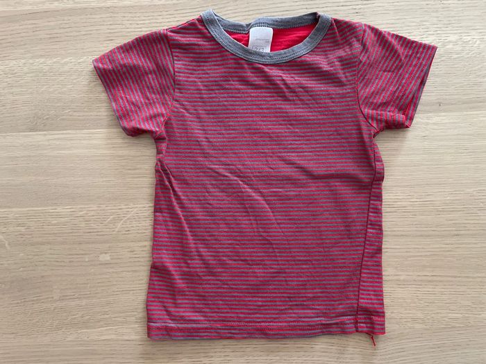 T-shirt manches courtes rouge rayé gris tout simplement 2/3