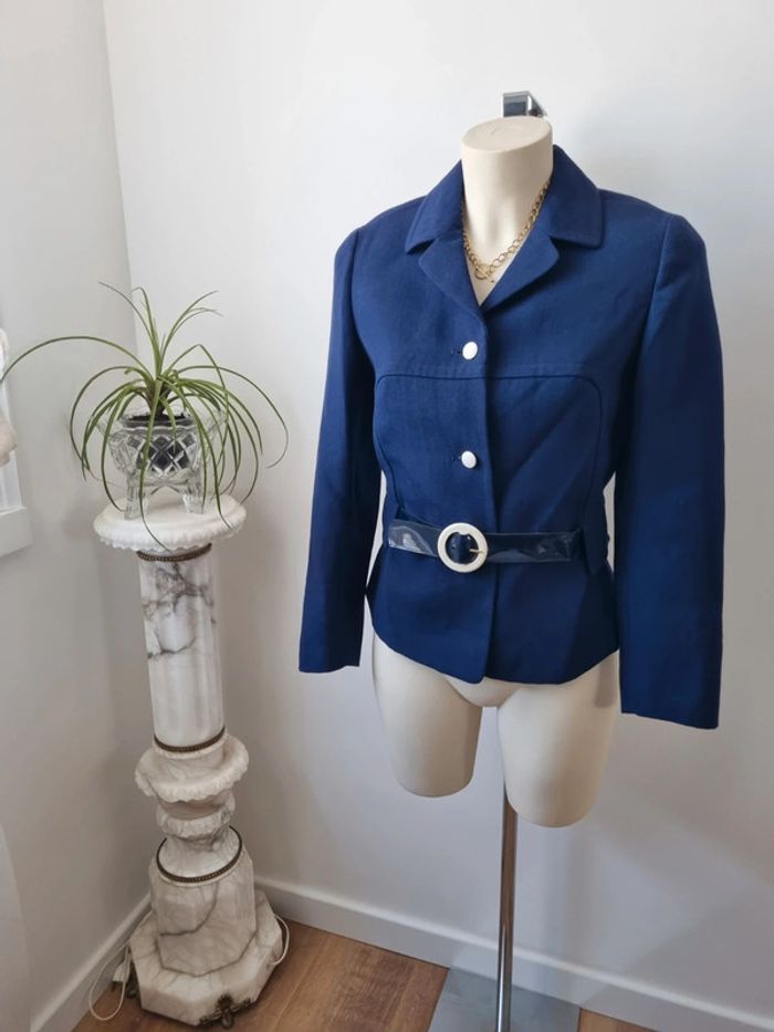 Veste en laine bleu marine annee '70